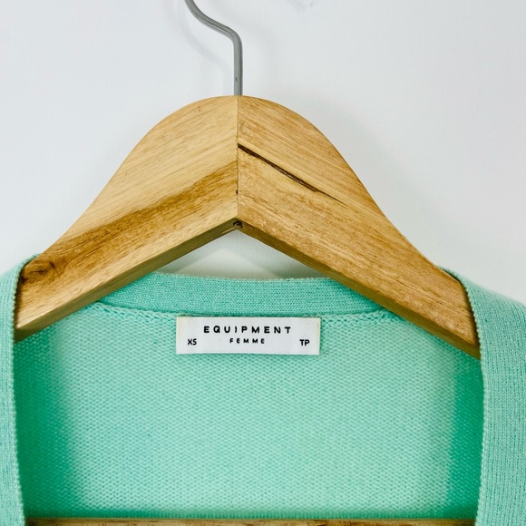 Equipment Turquoise Blue 100% Cashmere Knit Relaxed Fit Cardigan UK XS - Picture 4 of 11